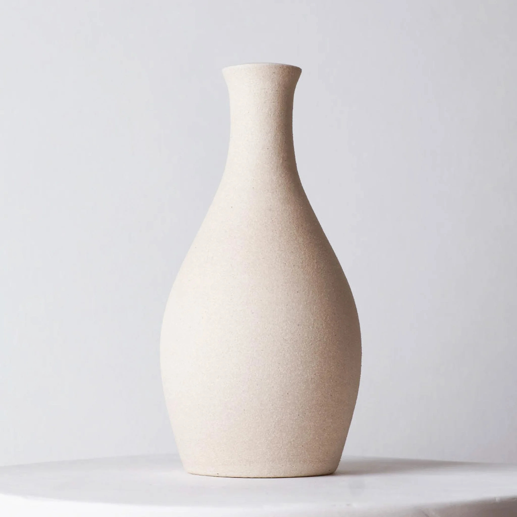 Wheel Thrown Stoneware Bottle Vase — Matte Natural Finish