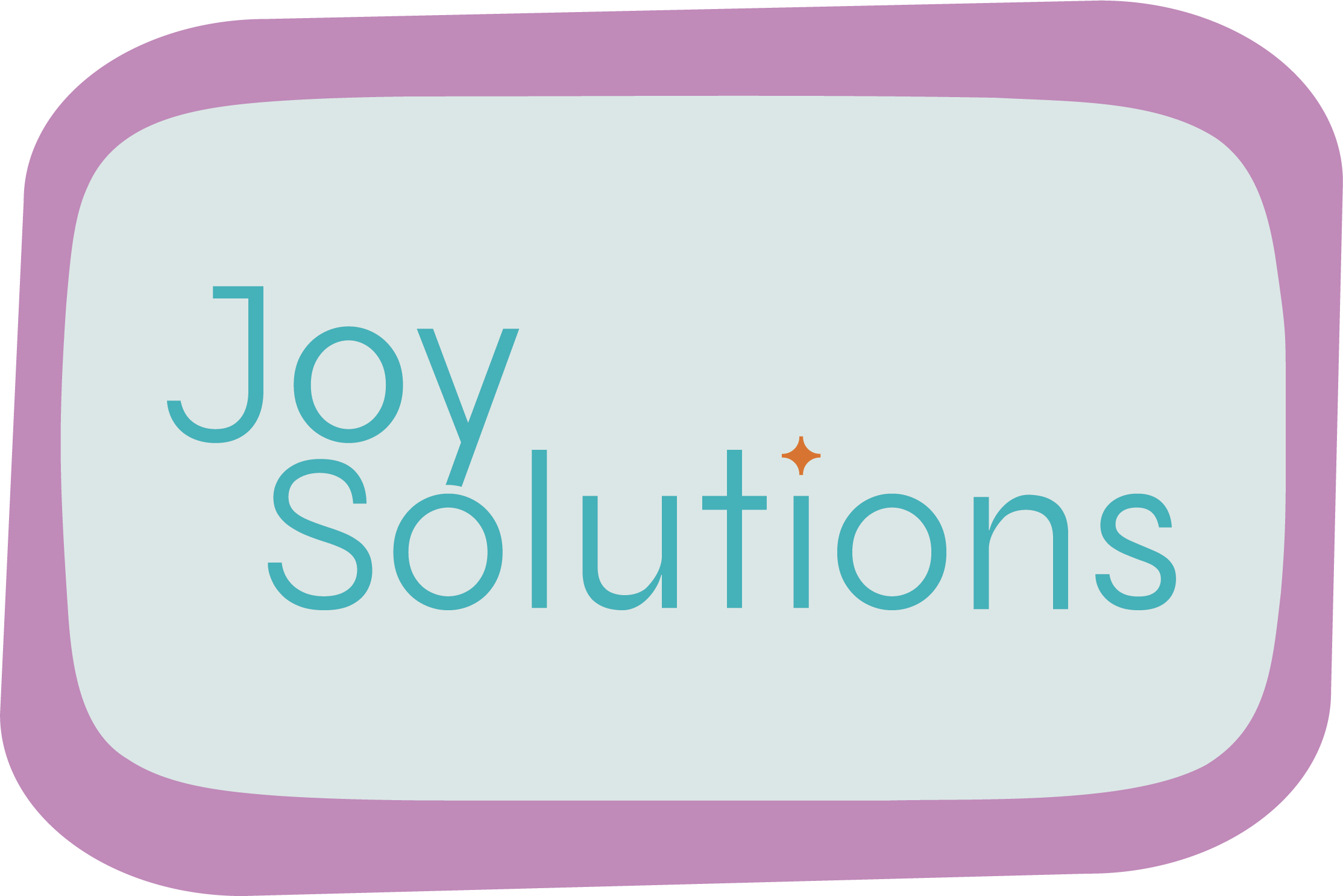 Joy Solutions logo inside a rounded rectangle, similar to a retro television shape.