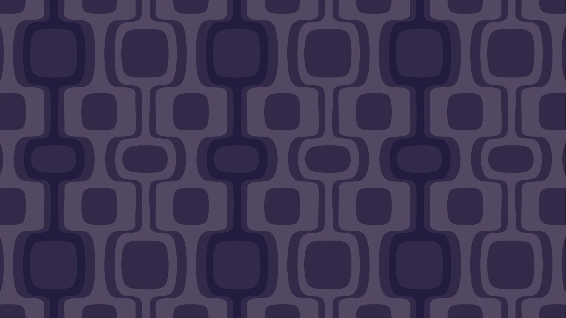 A retro, repeating pattern of rounded square shapes in shades of purple and dark purple.