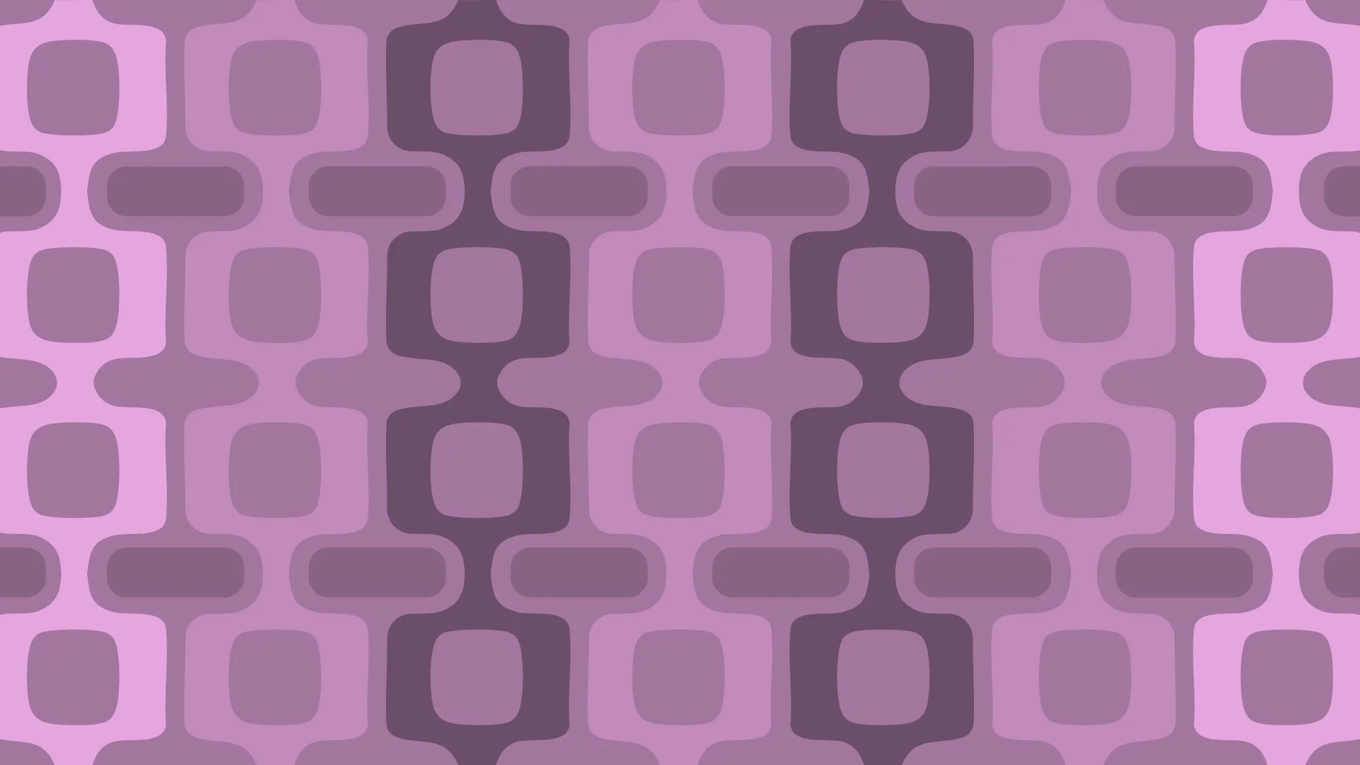 A colorful, retro-style pattern of overlapping rounded square shapes in shades of purple, pink, and lavender.