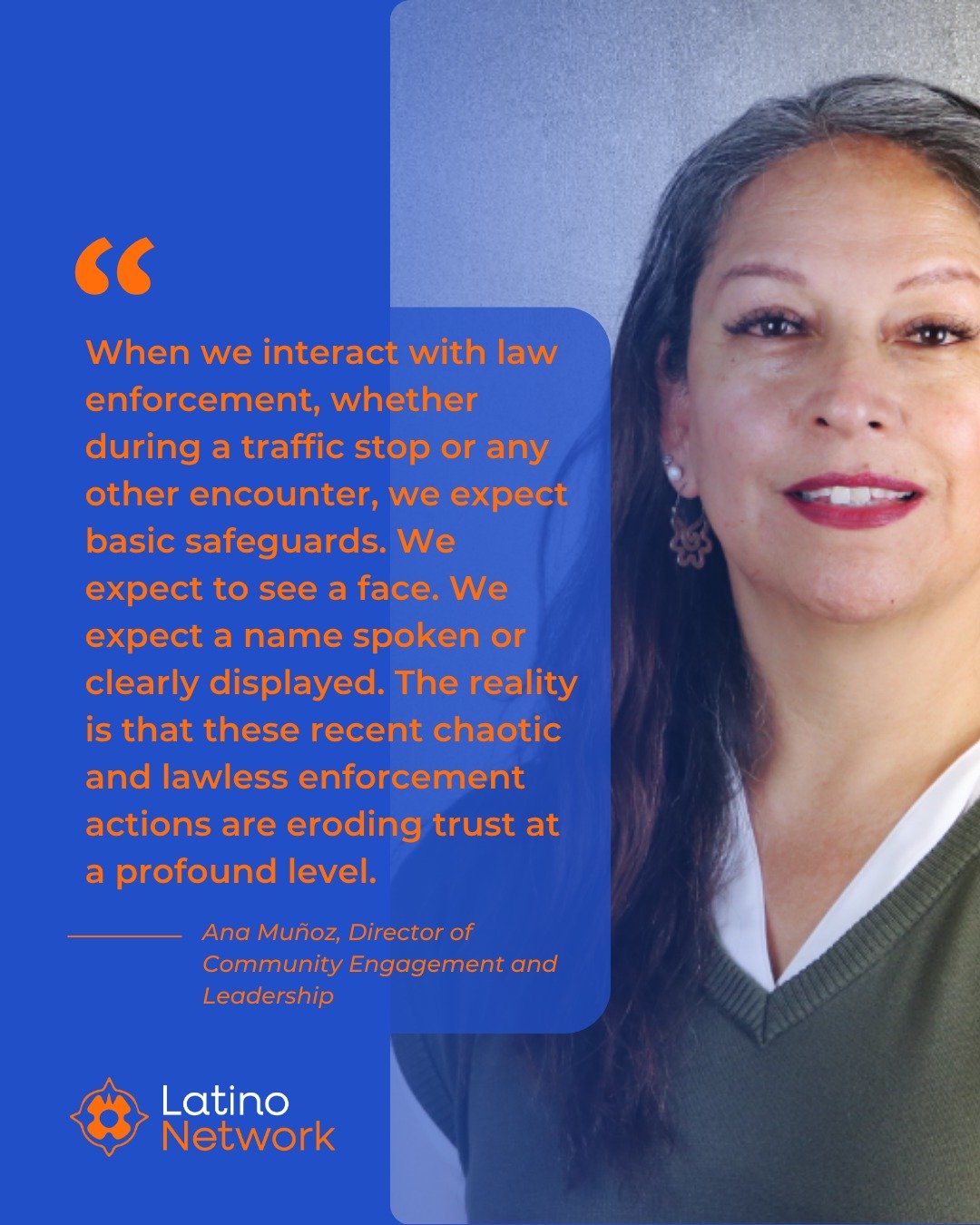 Last week, Latino Network's Ana Mu&ntilde;oz testified to Portland City Council about their bill to ban law enforcement from wearing masks.

"When we interact with law enforcement, whether during a traffic stop or any other encounter, we expect 