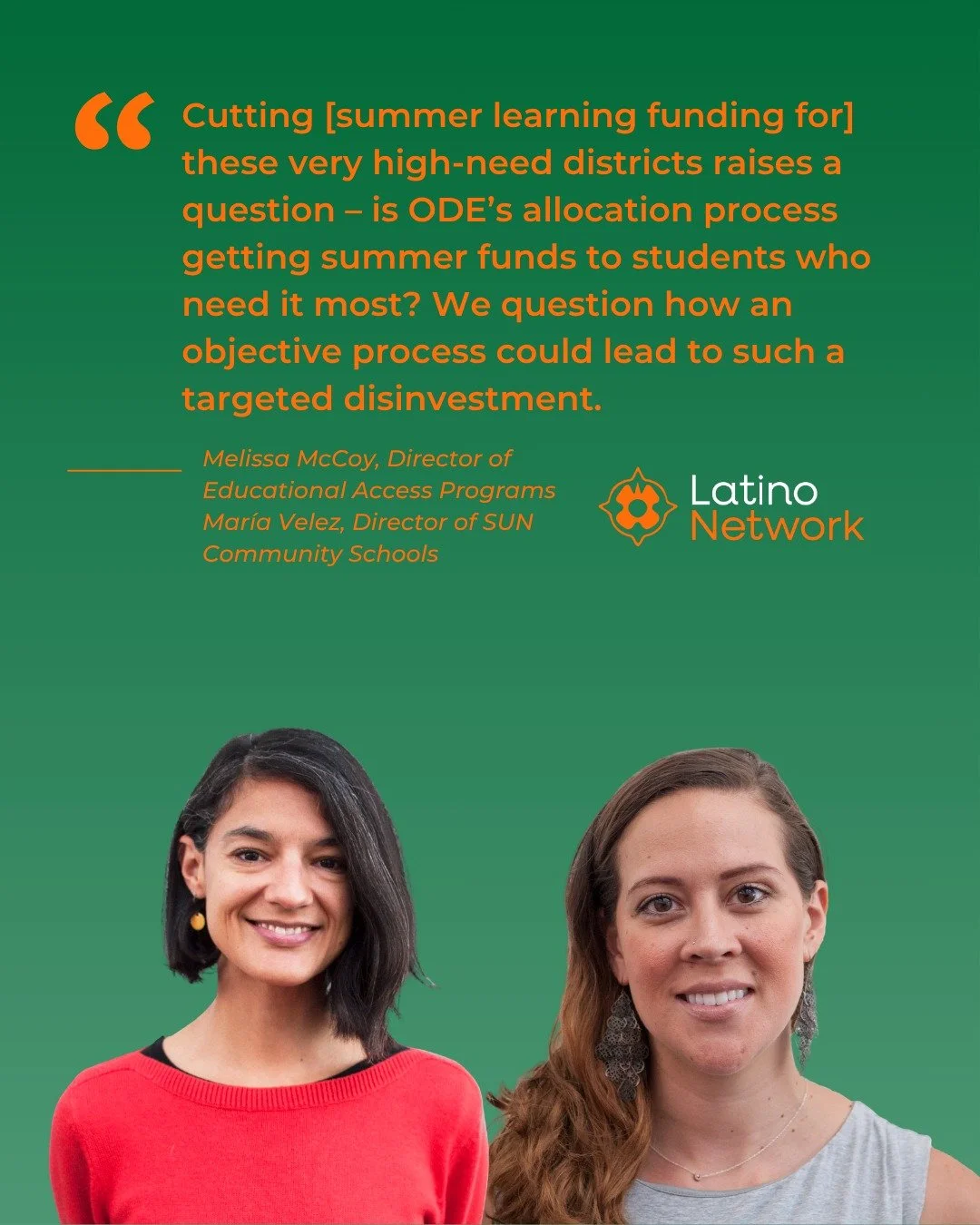 Latino Network is proud to stand with the students and school districts of East County in fighting for fair and equitable allocation of summer learning funds from the Oregon Department of Education. We call on Governor Kotek, ODE, and the state legis