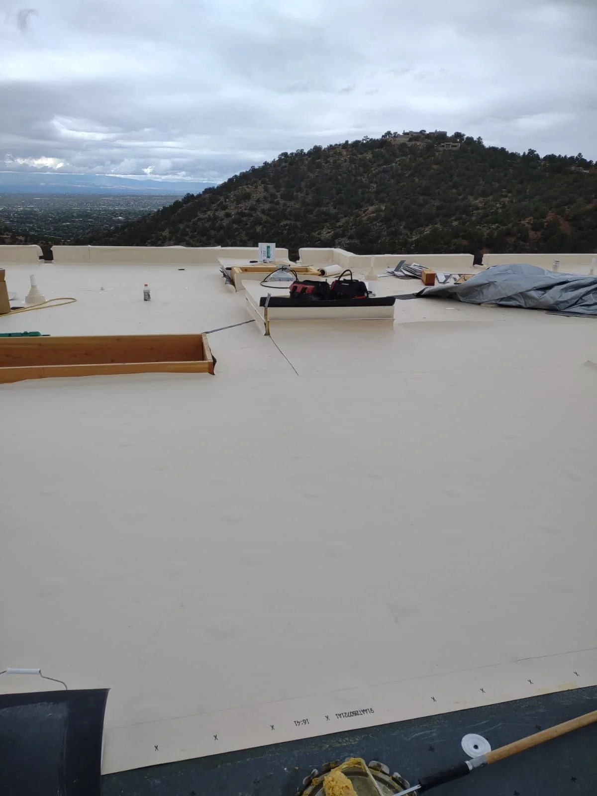 New roof membrane installed on a Santa Fe home
