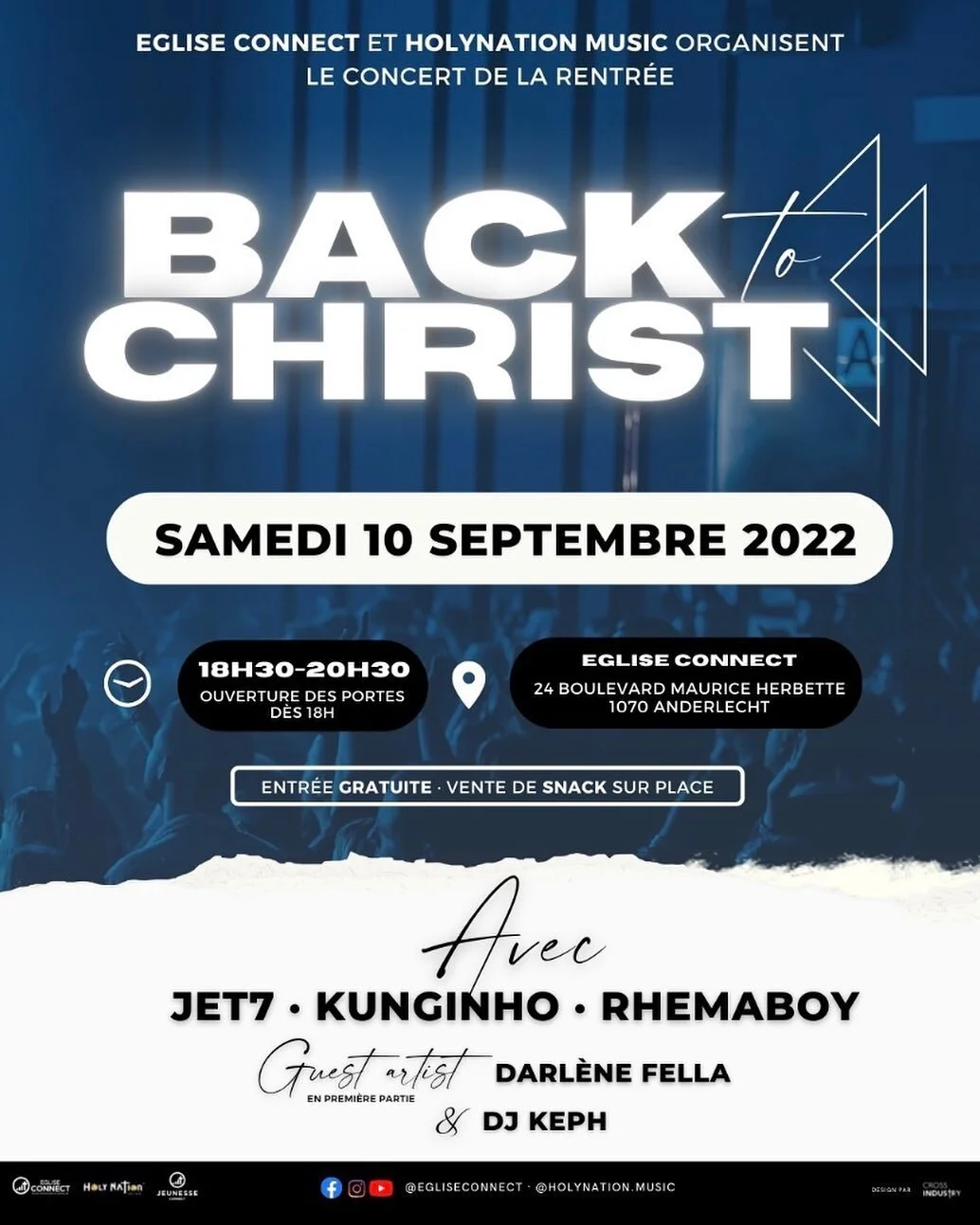 Bonjour &agrave; tous 👋🏼

Nous sommes heureux de vous annoncez que le samedi 10 septembre aura lieu la rentr&eacute;e de jeunesse Connect ! 
Pour f&ecirc;ter l&rsquo;&eacute;v&eacute;nement, nous organisons un concert  en partenariat avec @holynati