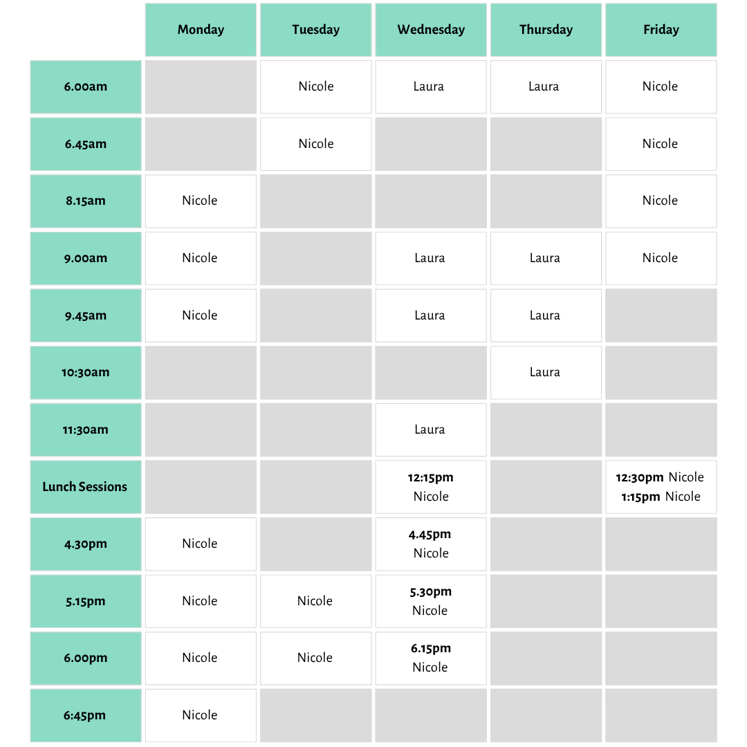 Group Exercise Timetable — Embrace Movement Clinic