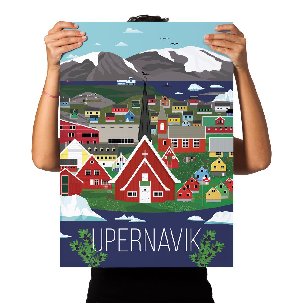modstå Andesbjergene Link Illustrativ plakat af Upernavik i A2 — Brasse grafisk design