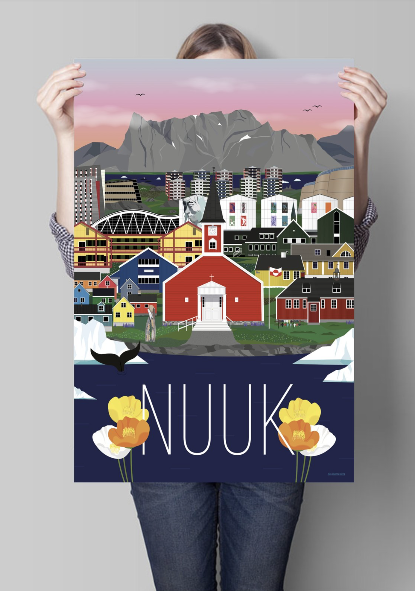 tyveri økologisk Vores firma Fin og illustrativ Nuuk plakat i A1 størrelse — Brasse grafisk design