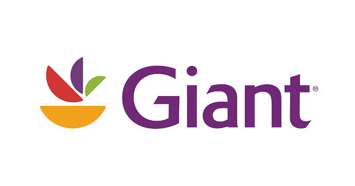 Giant grocery store logo featuring a colorful abstract flower and the word 'Giant' in purple.