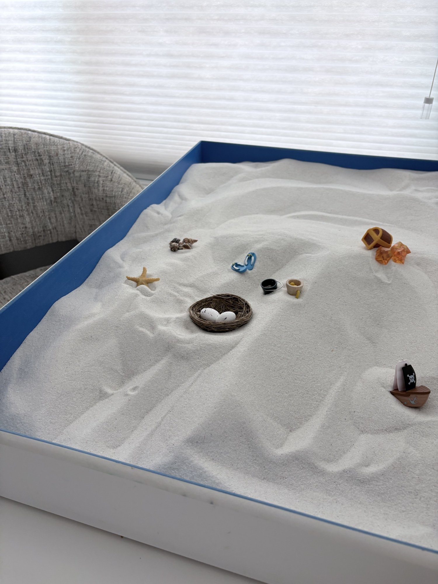 Sand tray in Beth Tutt’s Northwest Washington, DC therapy office