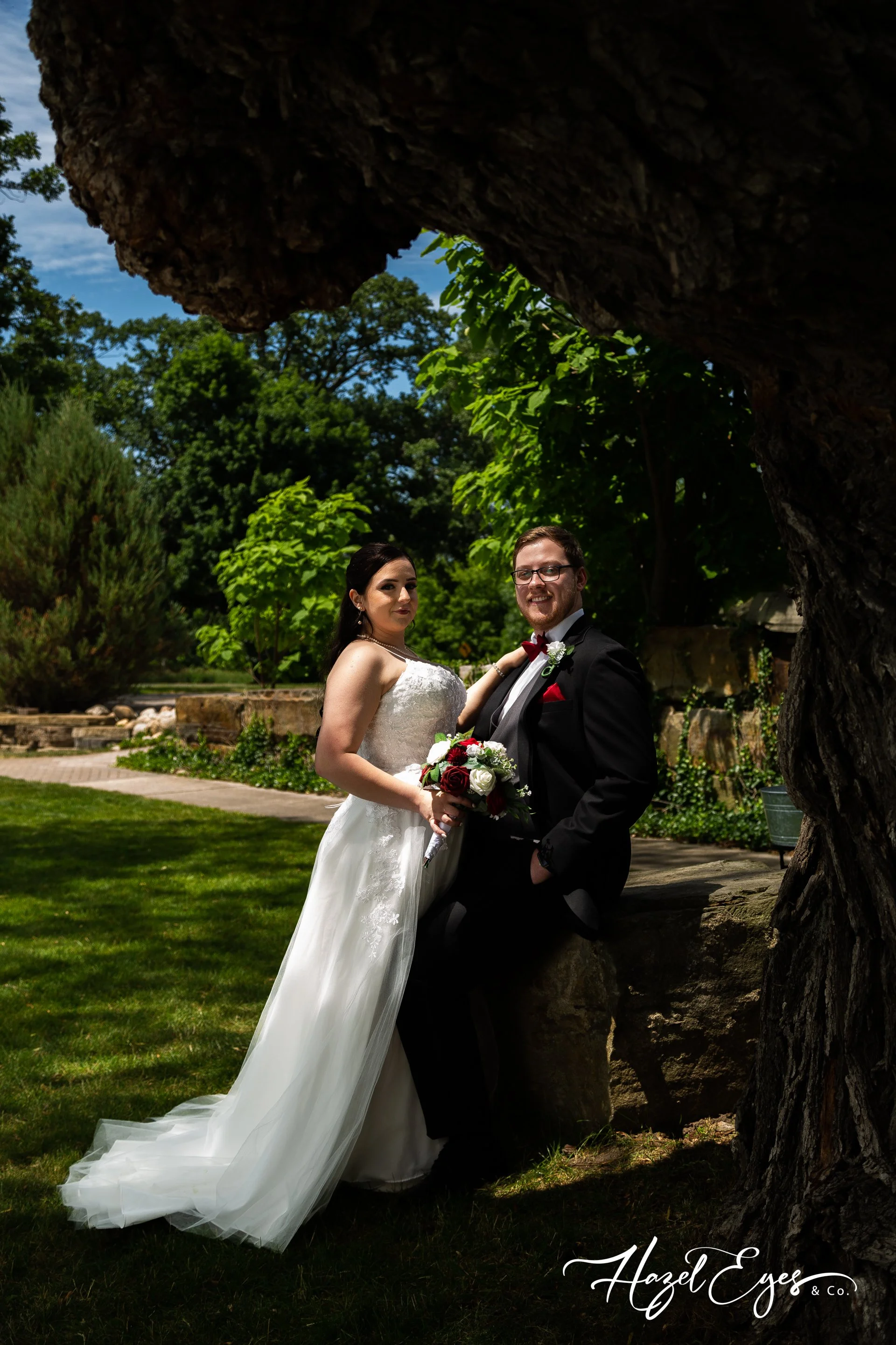 Bride and Groom in Dramatic Dark and Moody wedding photography style