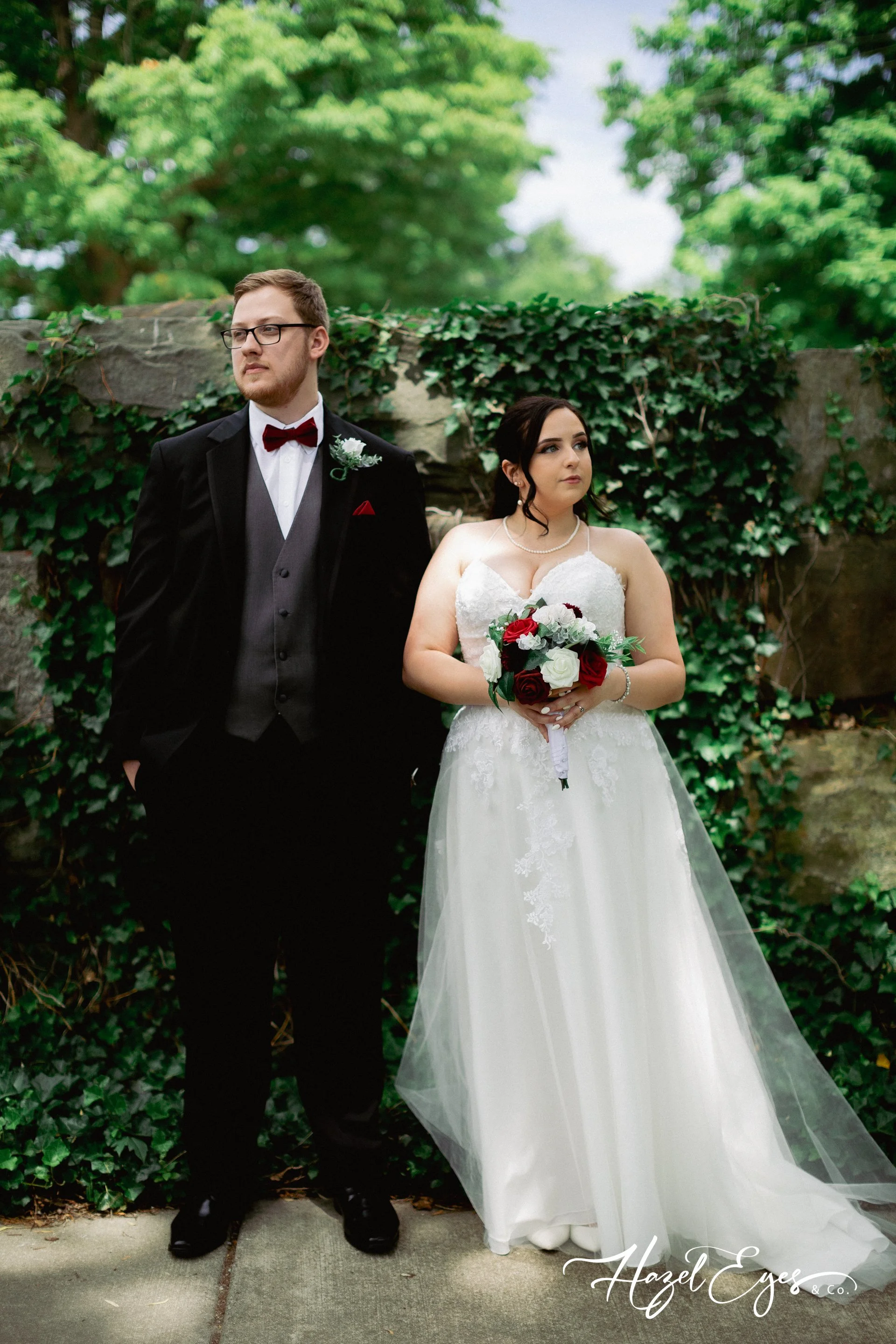 Bride and Groom in Vintage wedding photography style
