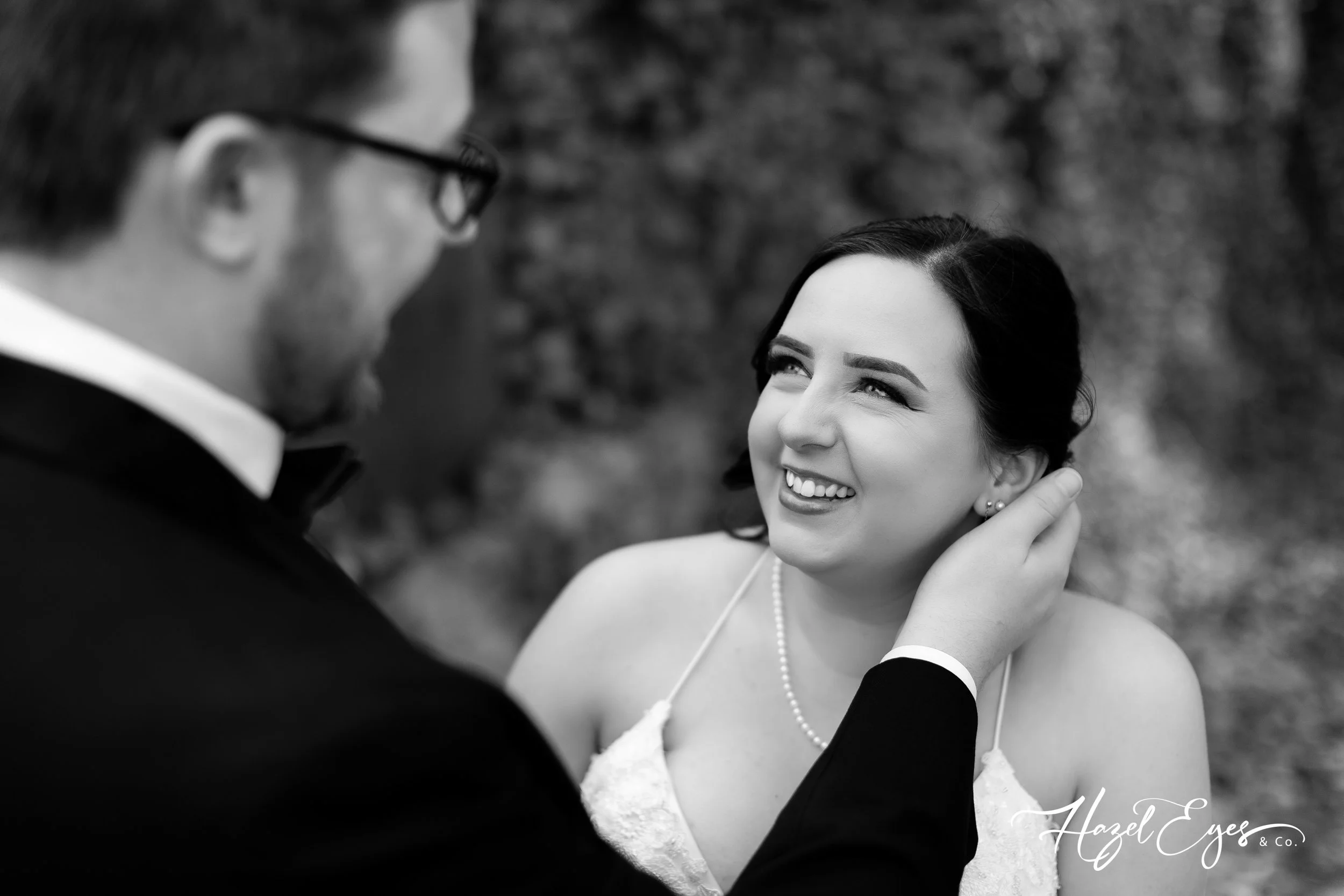 Bride and Groom in Black and White wedding photography style