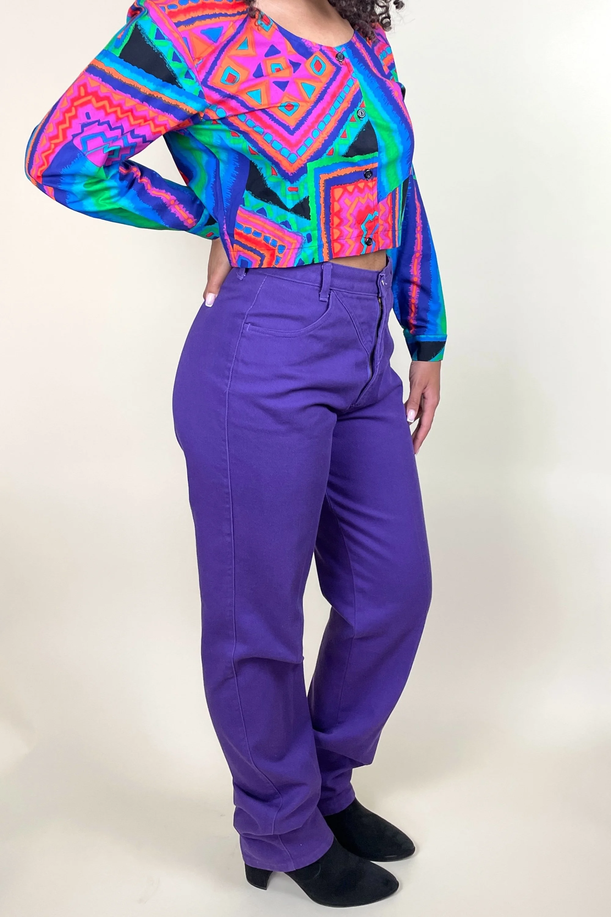 Vintage High-Waisted Purple Western Jeans