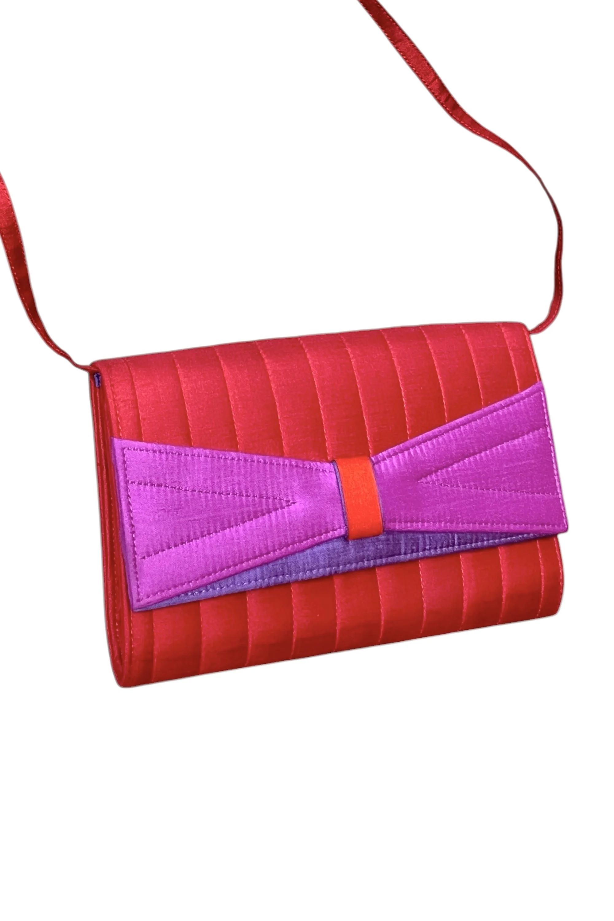 Vintage Pink And Red Silk Crossbody Purse