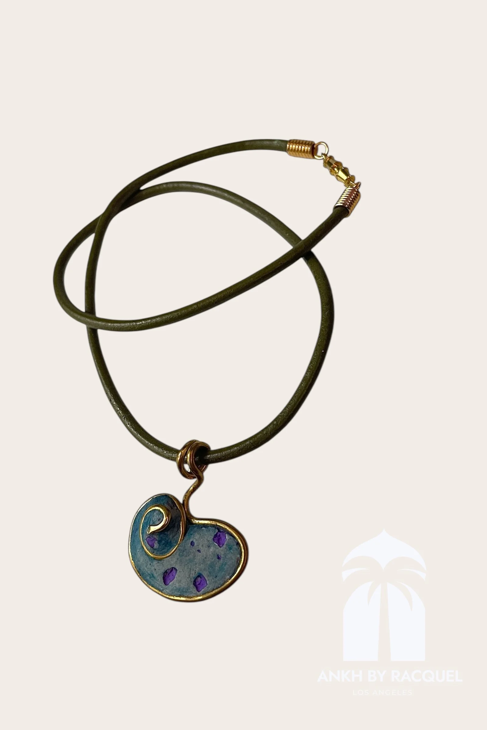 Abstract Spiral Pendant On Leather Cord