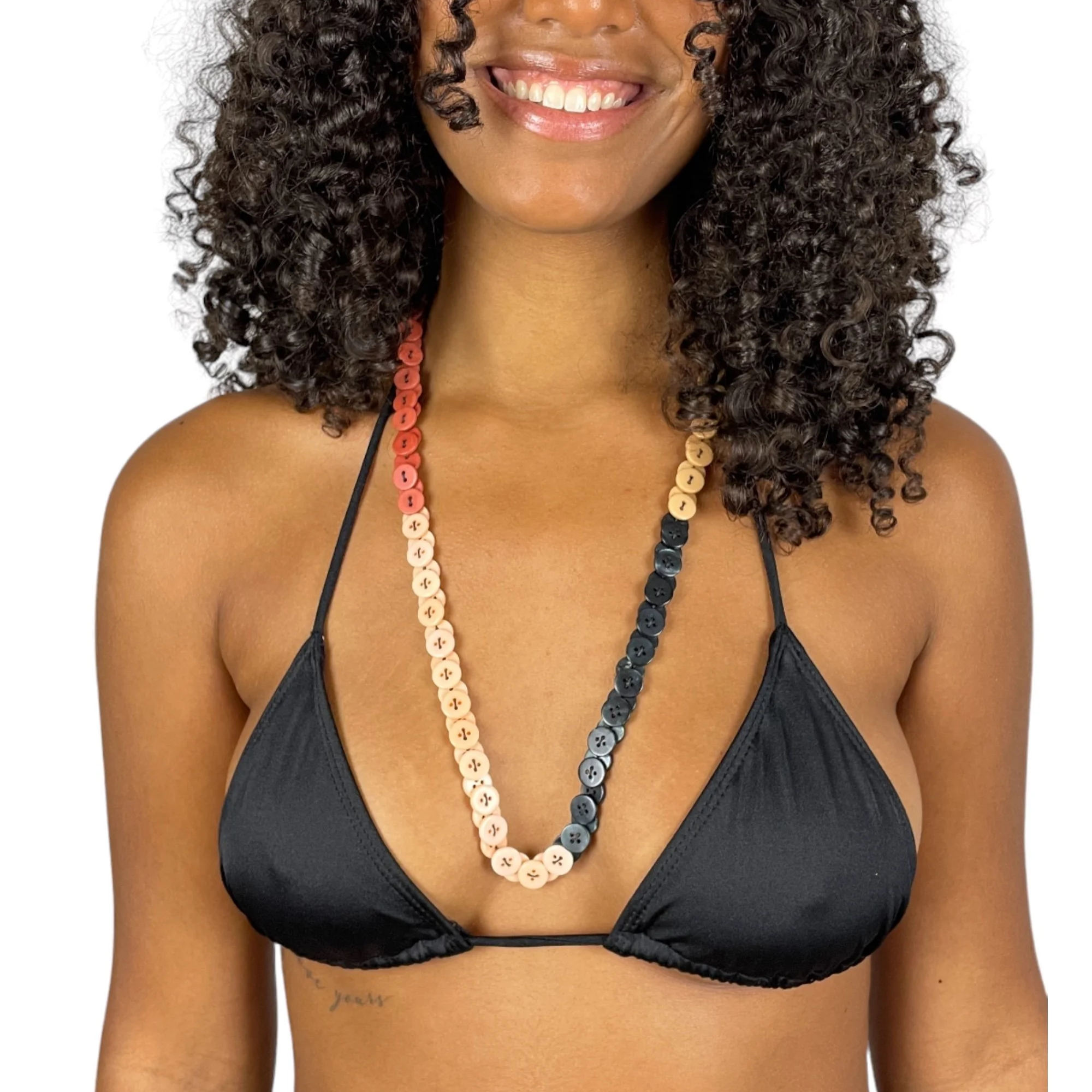 Vintage Multicolored Button Necklace