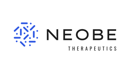 Neobe Therapeutics logo with a stylized blue atom symbol to the left of the company name