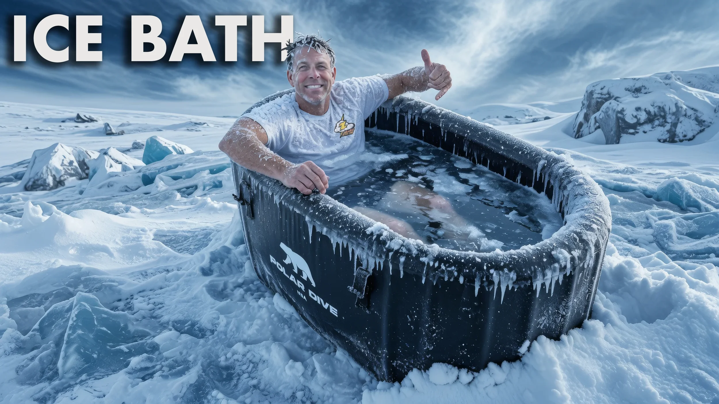 Polar Dive MAX inflatable cold plunge tub with PRO Chiller unit set up outdoors in Hawaii for at-home cold therapy