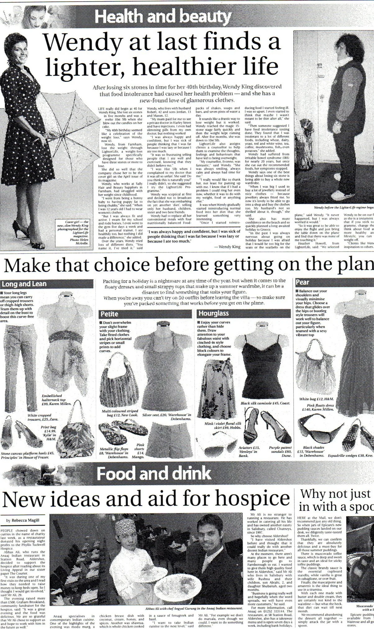 A full page from the feature pages of a local newspaper demonstrating feature copywriting services.