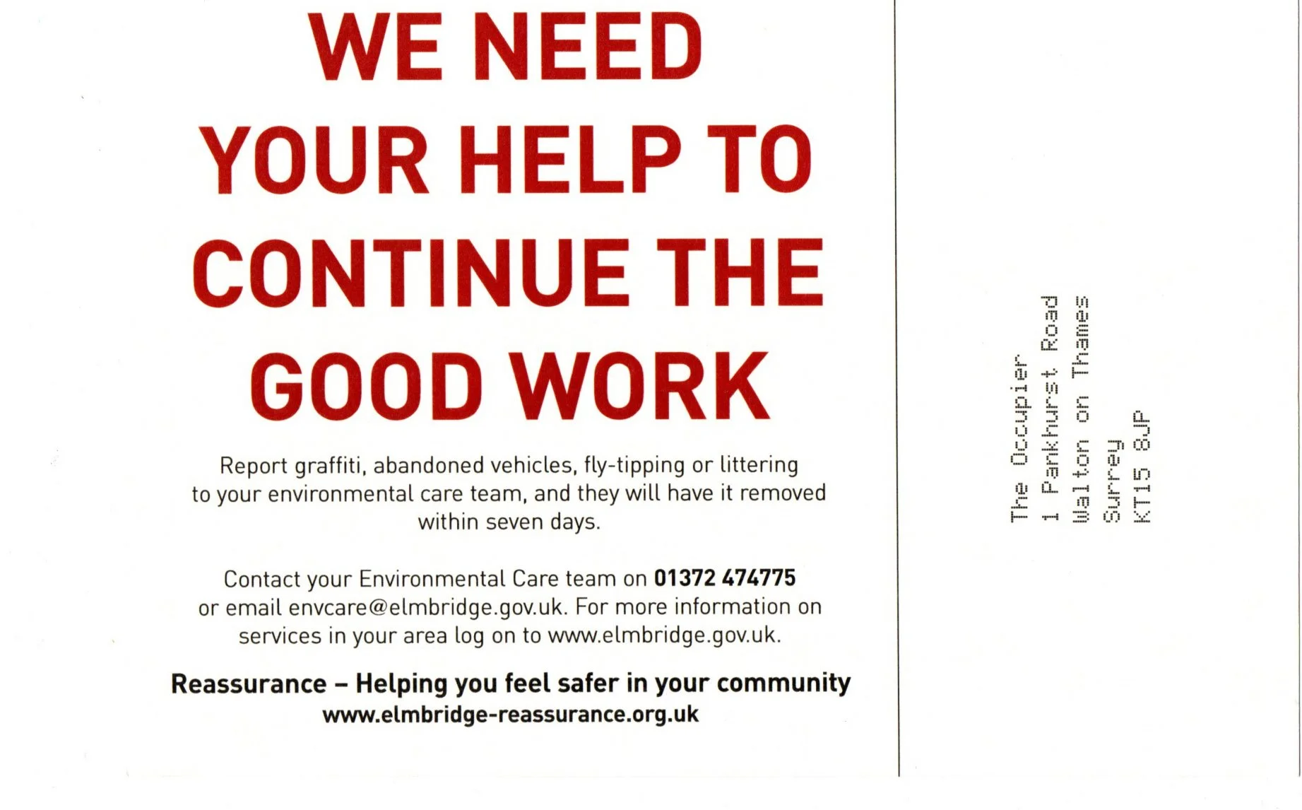 Image of a leaflet on a police initiative demonstrating copywriting services