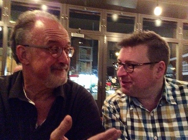 Simon Bainbridge with conductor and arranger Christopher Austin