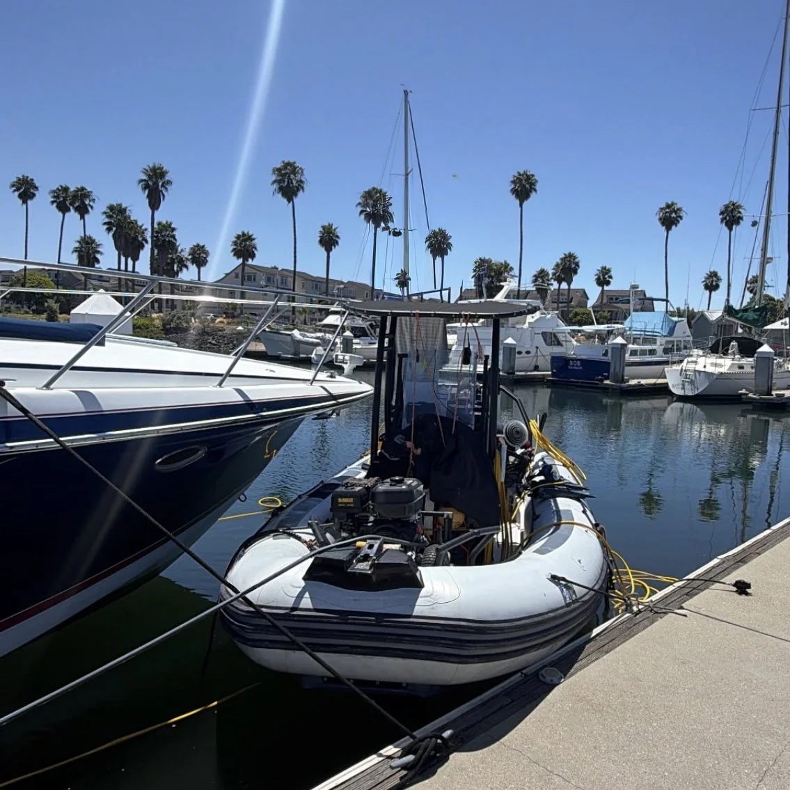 Hull cleaning access by sea private dock Ballena Bay. Underwater boat hull cleaning diving with top equipment. San Francisco Bay Area: Alameda, Oakland, San Francisco, Sausalito, Treasure Island, Berkeley, Emeryville - (Poseidon Boat Services)