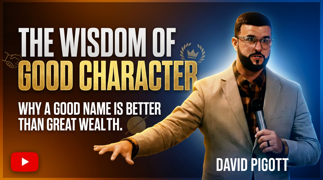 Pastor David Pigott brings a message from the book of proverbs: a good name is rather to be chosen than great riches. Included are the six pillars of character.

Job, Joseph, and Daniel stand out in the Bible as men of great character, no matter what