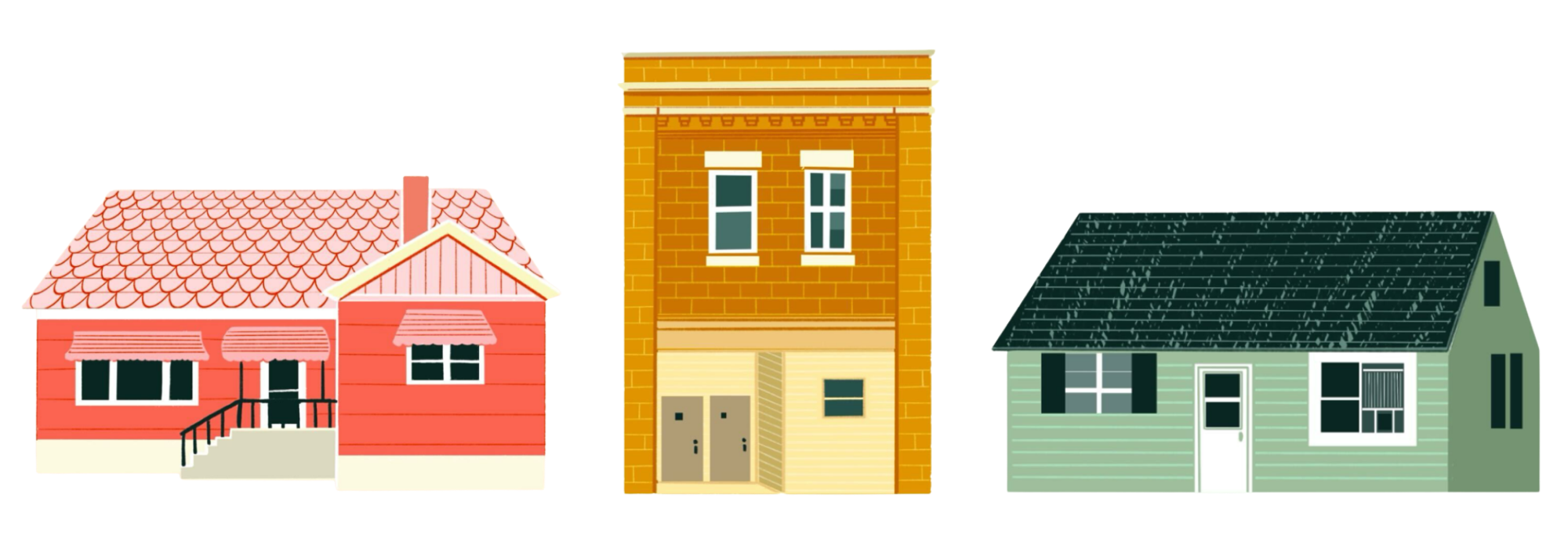 Illustration of three homes