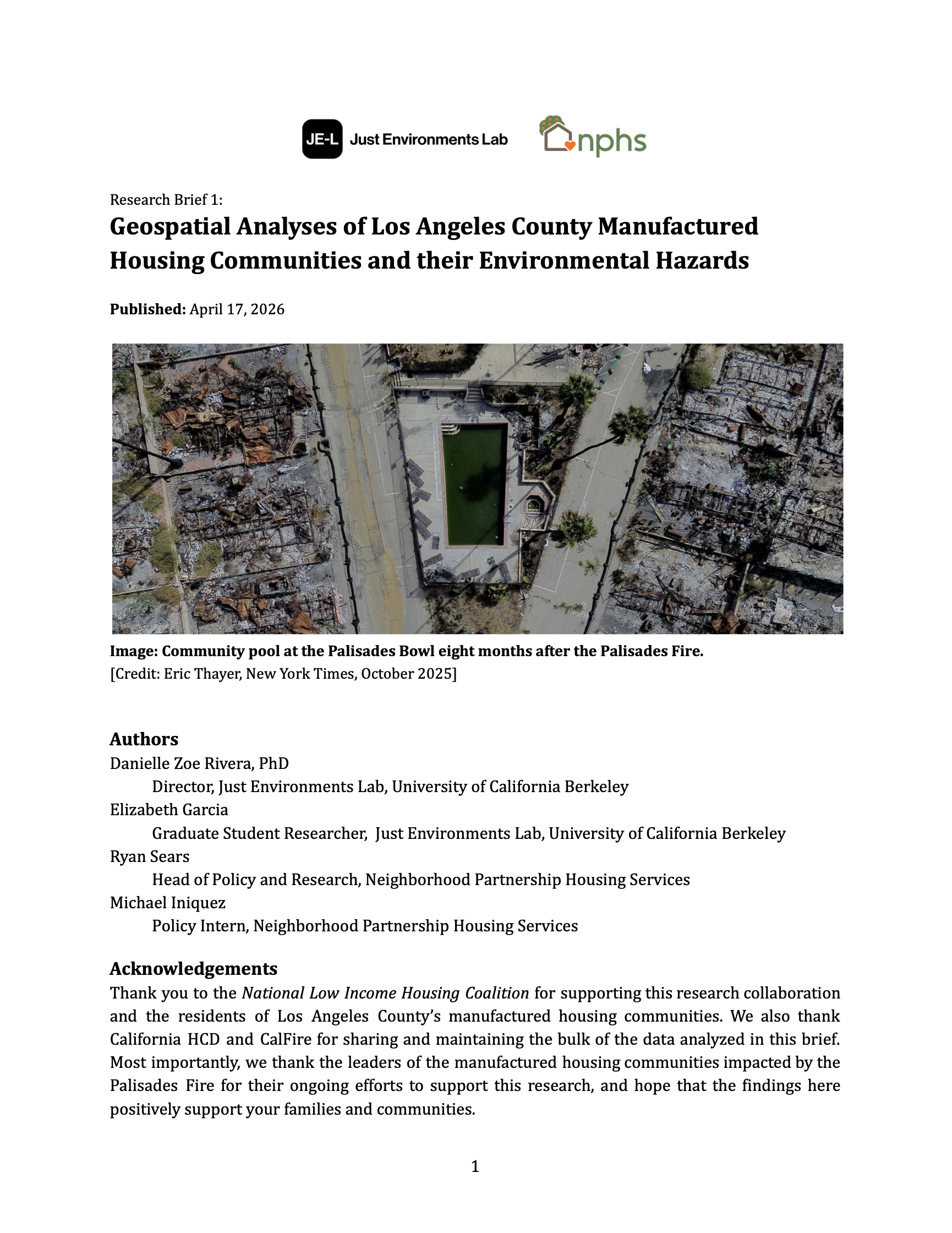 Cover of the geospatial analysis report