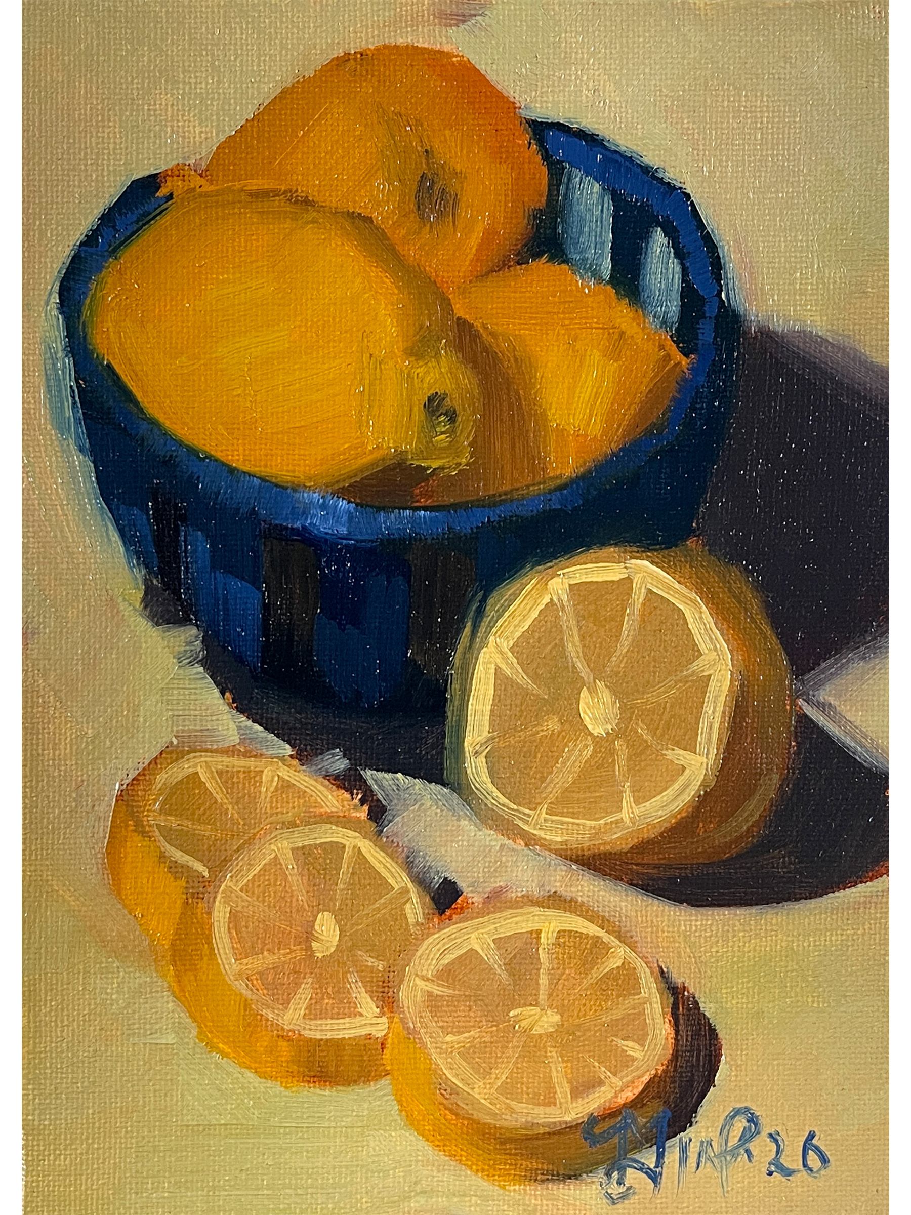 Lemons in a Blue Bowl