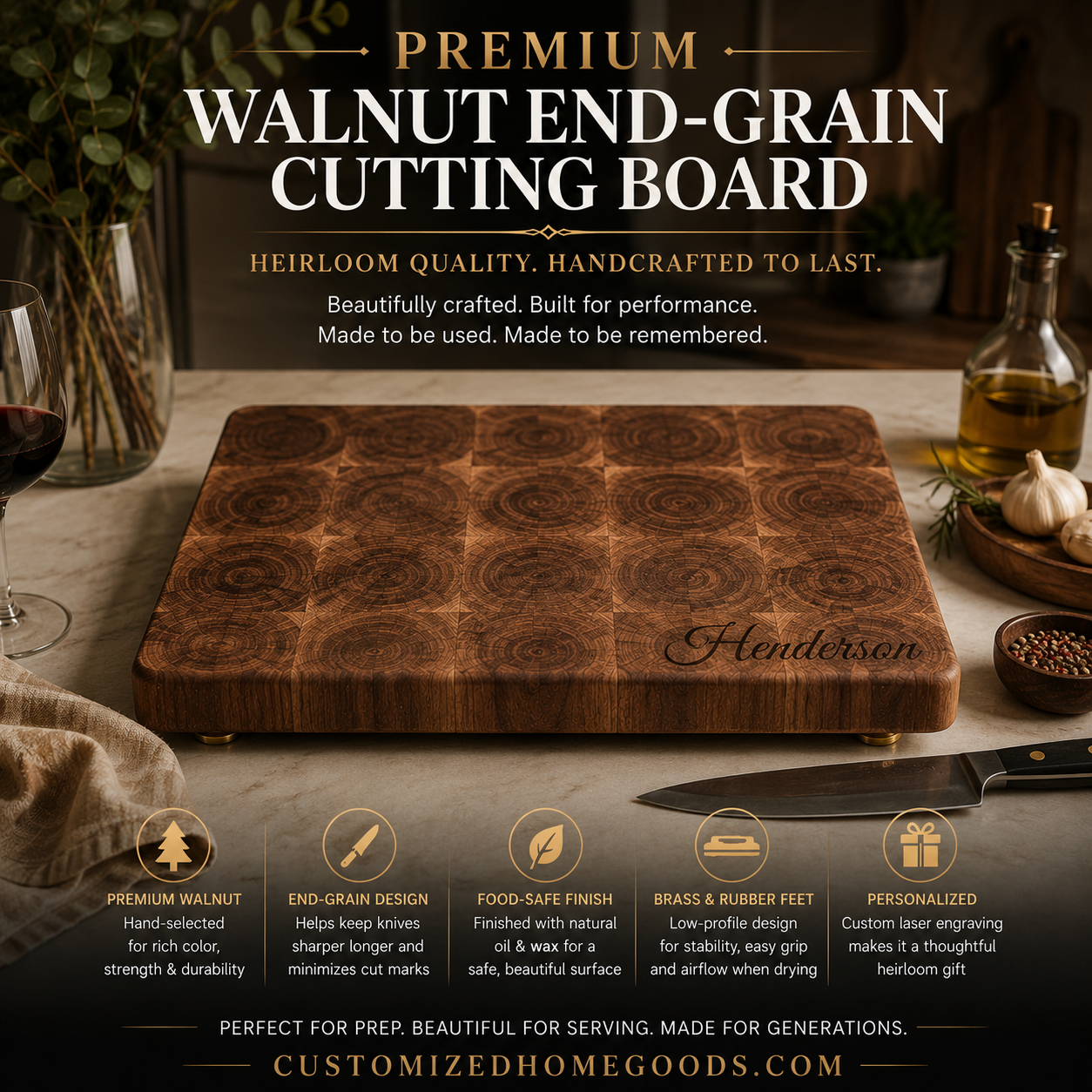 Walnut end grain cutting board