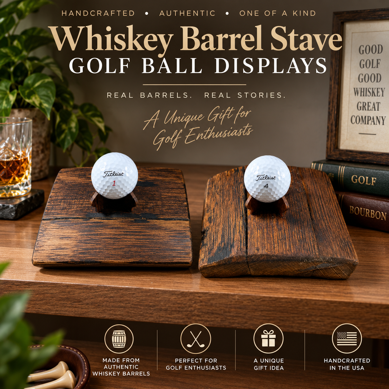 bourbon barrel golf display