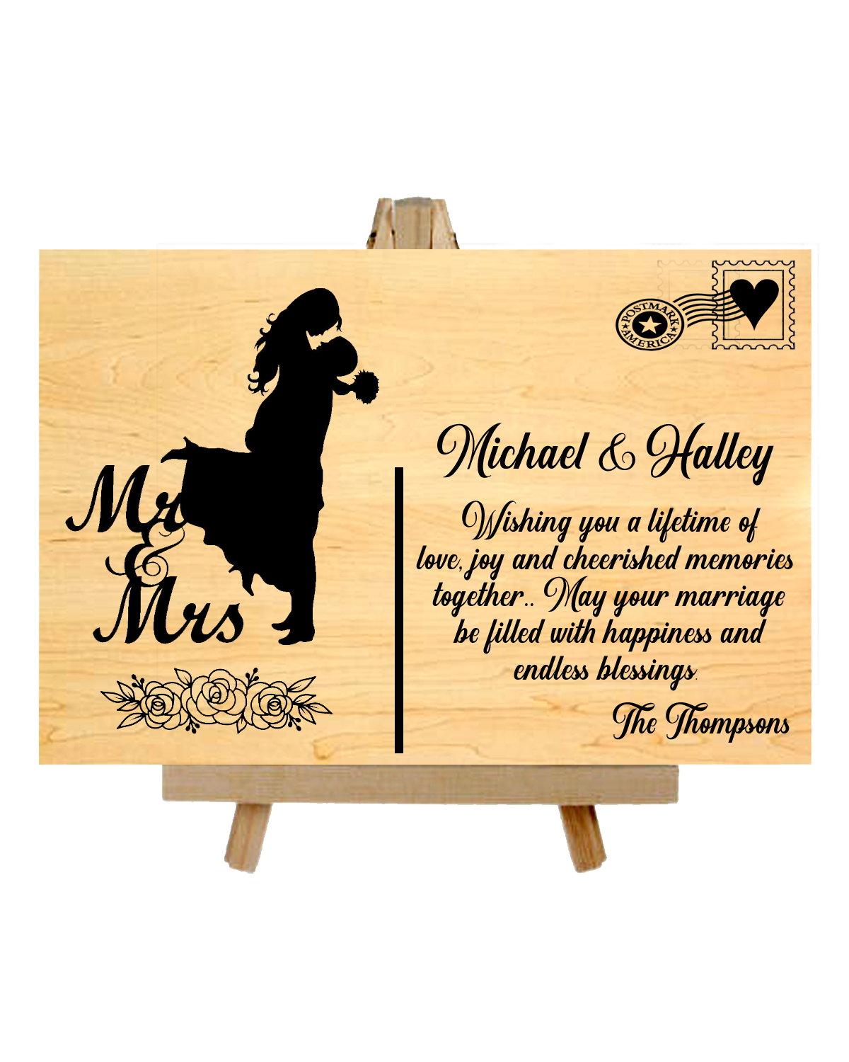 Custom wedding gifts | Personalized wedding wooden postcards | custom wedding gift