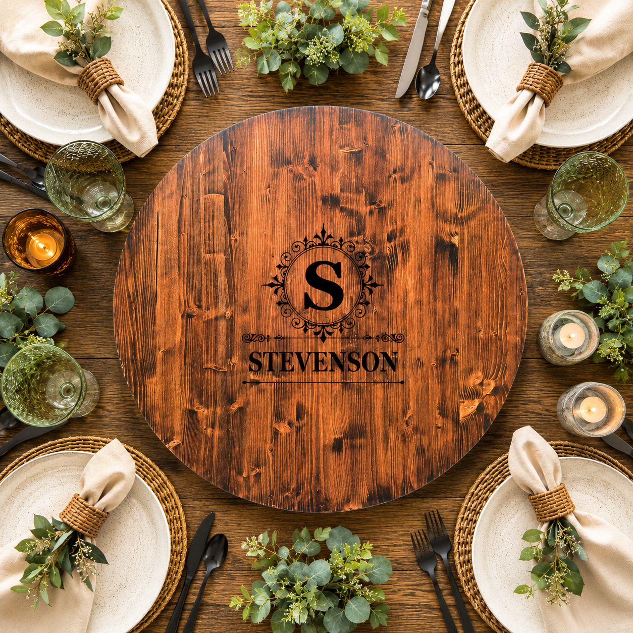 custom walnut lazy susan
