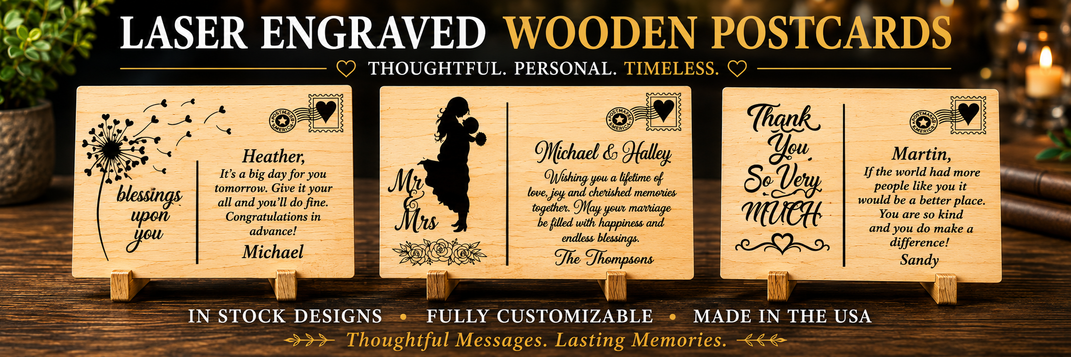 Personalized Wooden Postcards