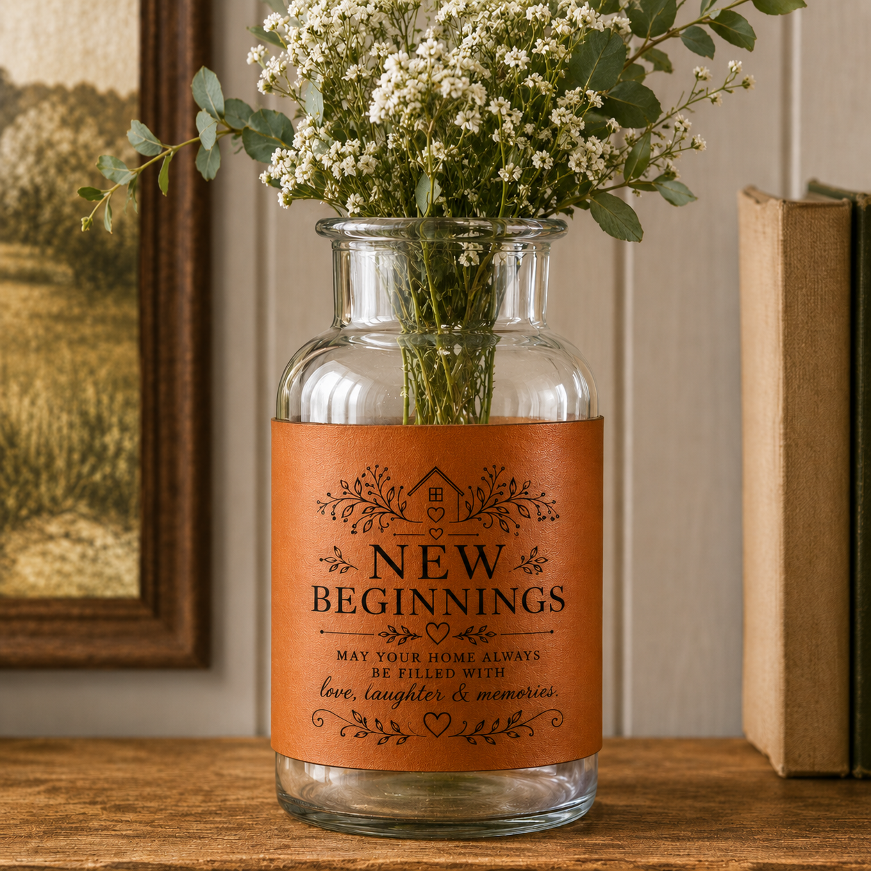 leather wrapped vase