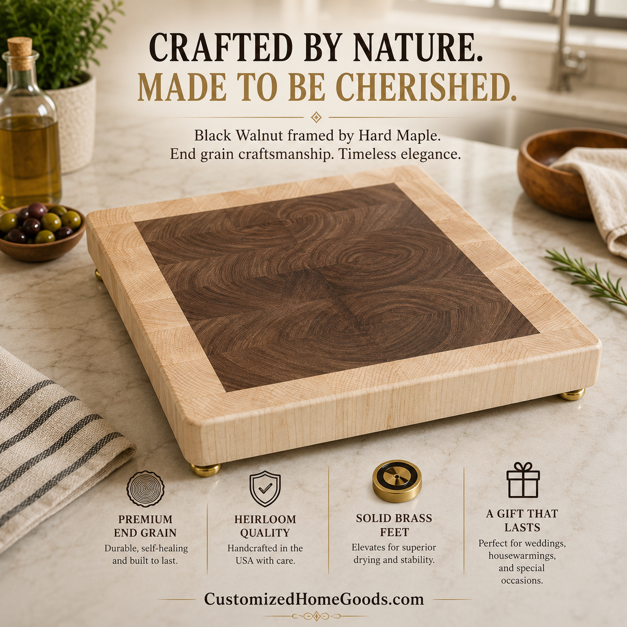 walnut and maple end grain cutting board