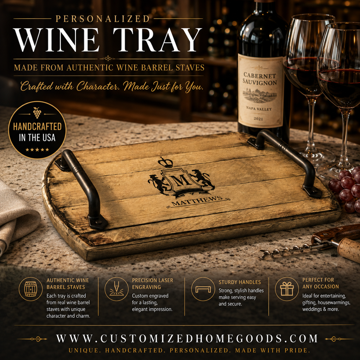 Wine Barrel Serving Tray