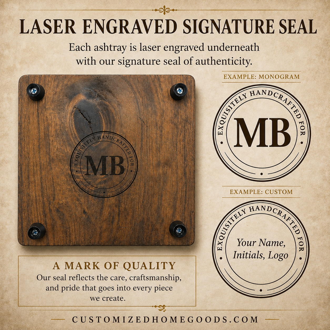 laser engraved cigar ashtray seal
