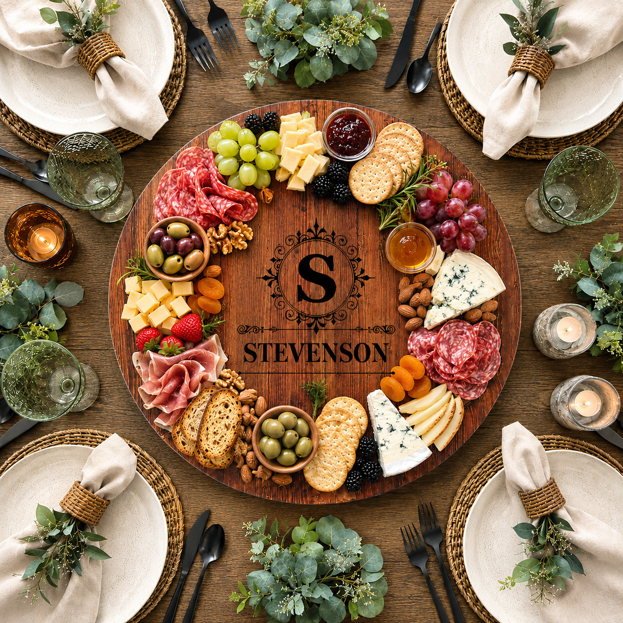 personalized walnut lazy susan