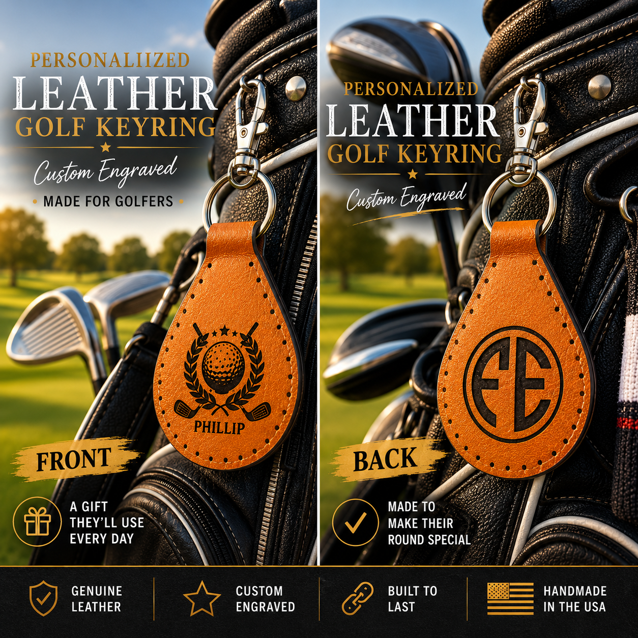 Golf Lover Gift | Custom Engraved Keychain