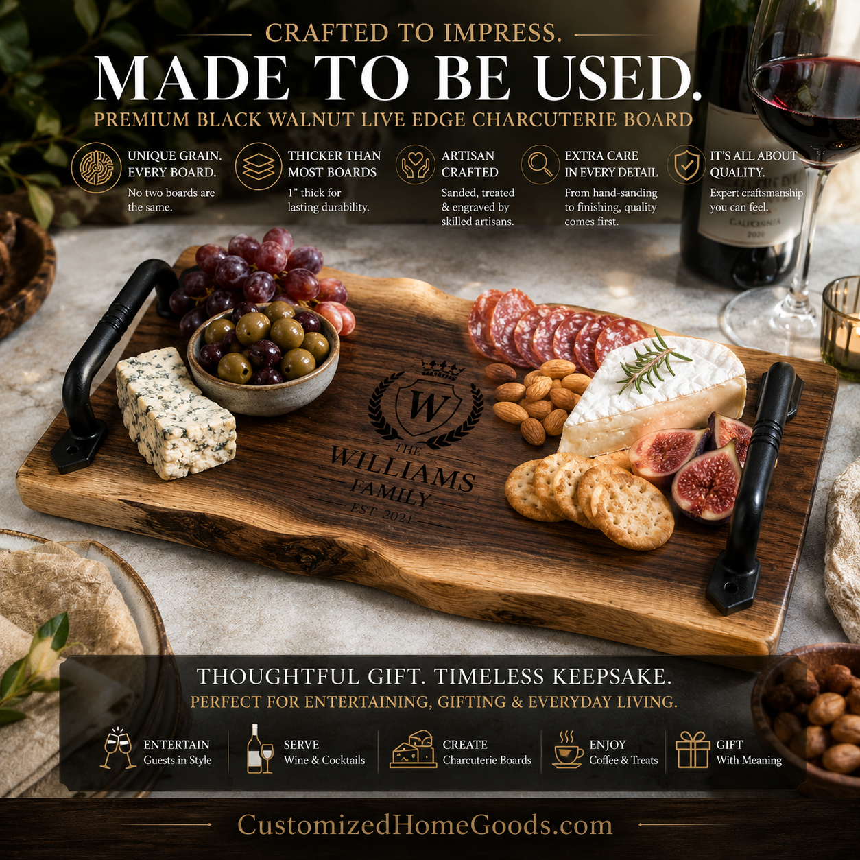 personalized walnut charcuterie board