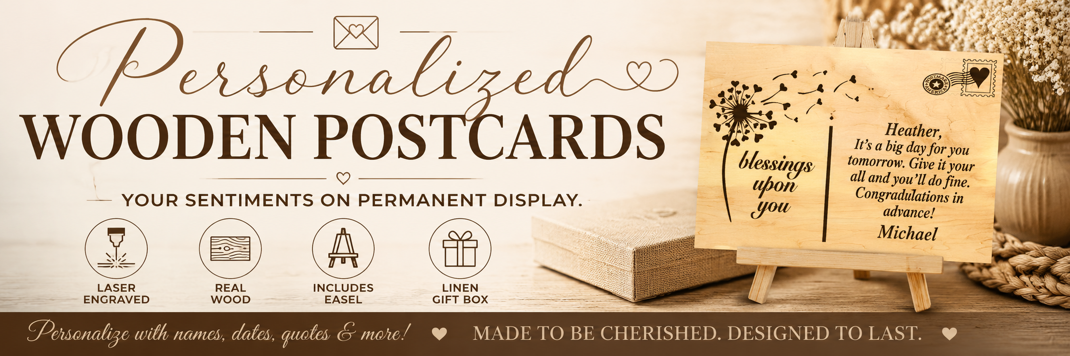 Personalized wooden postcards