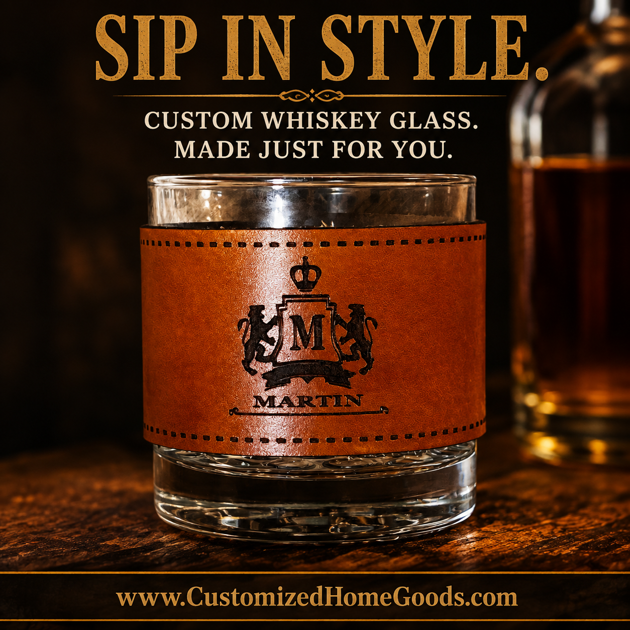 Custom Leather Wrapped Whiskey | Bourbon Glassware