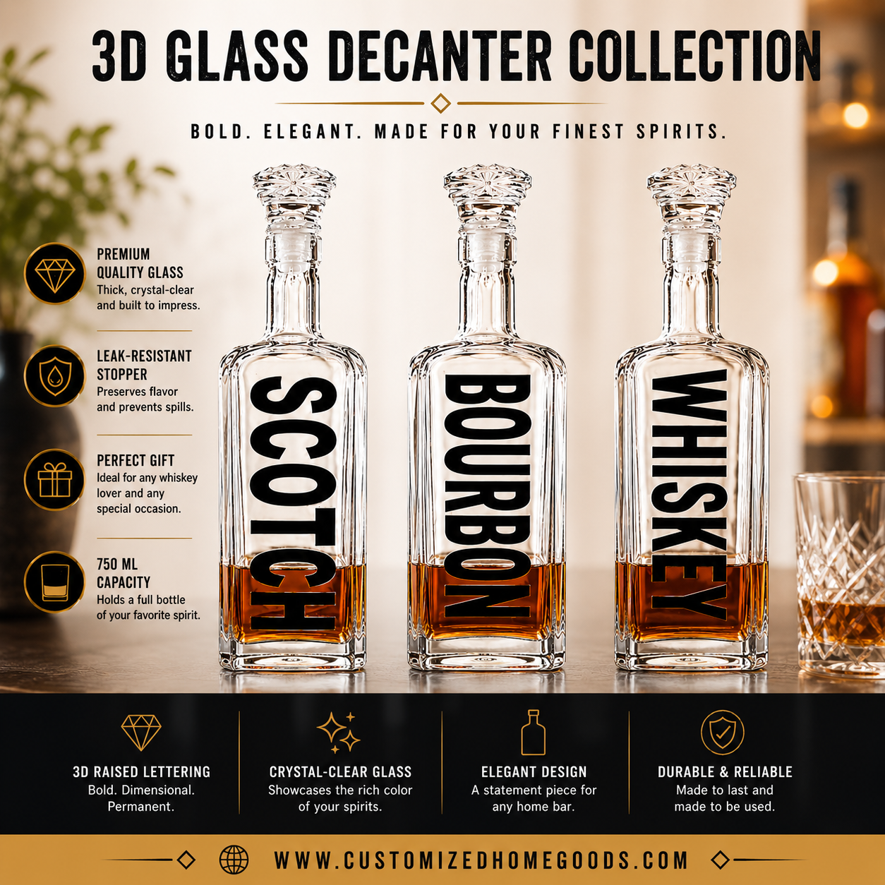 Custom 3D Glass Decanters