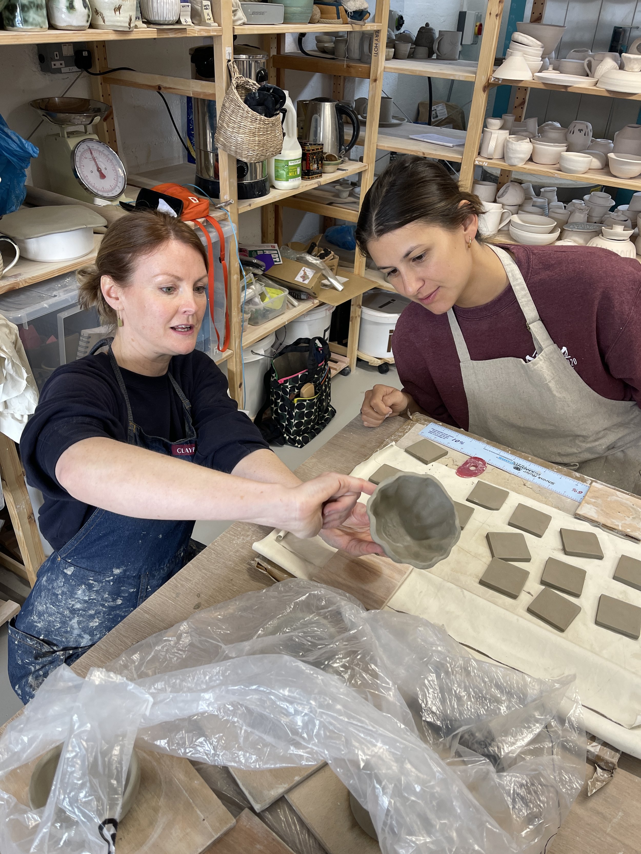 Working with pinch pots - Tiffany with Hilda