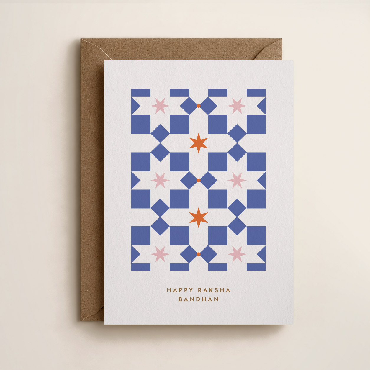 Single or Pack - Luxury Blue Abstract Print Raksha Bandhan Card