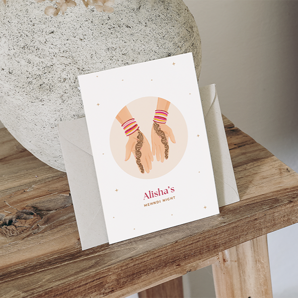 Beautiful Personalised Mehndi Greetings Card