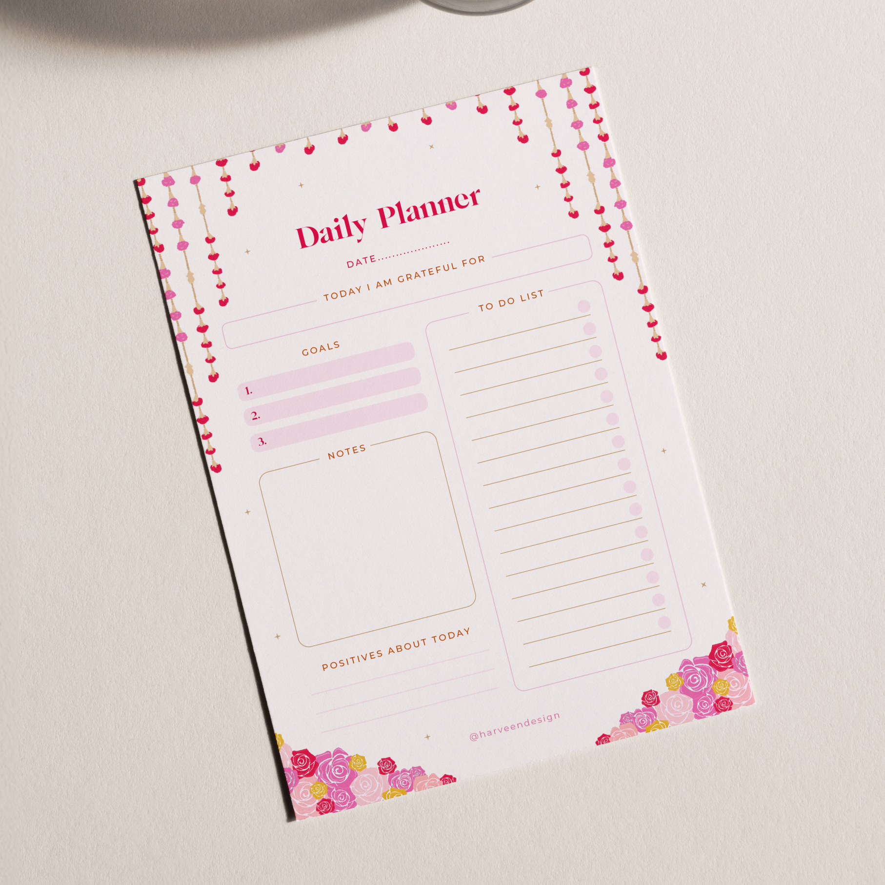 Floral Garland Daily Planner Pad
