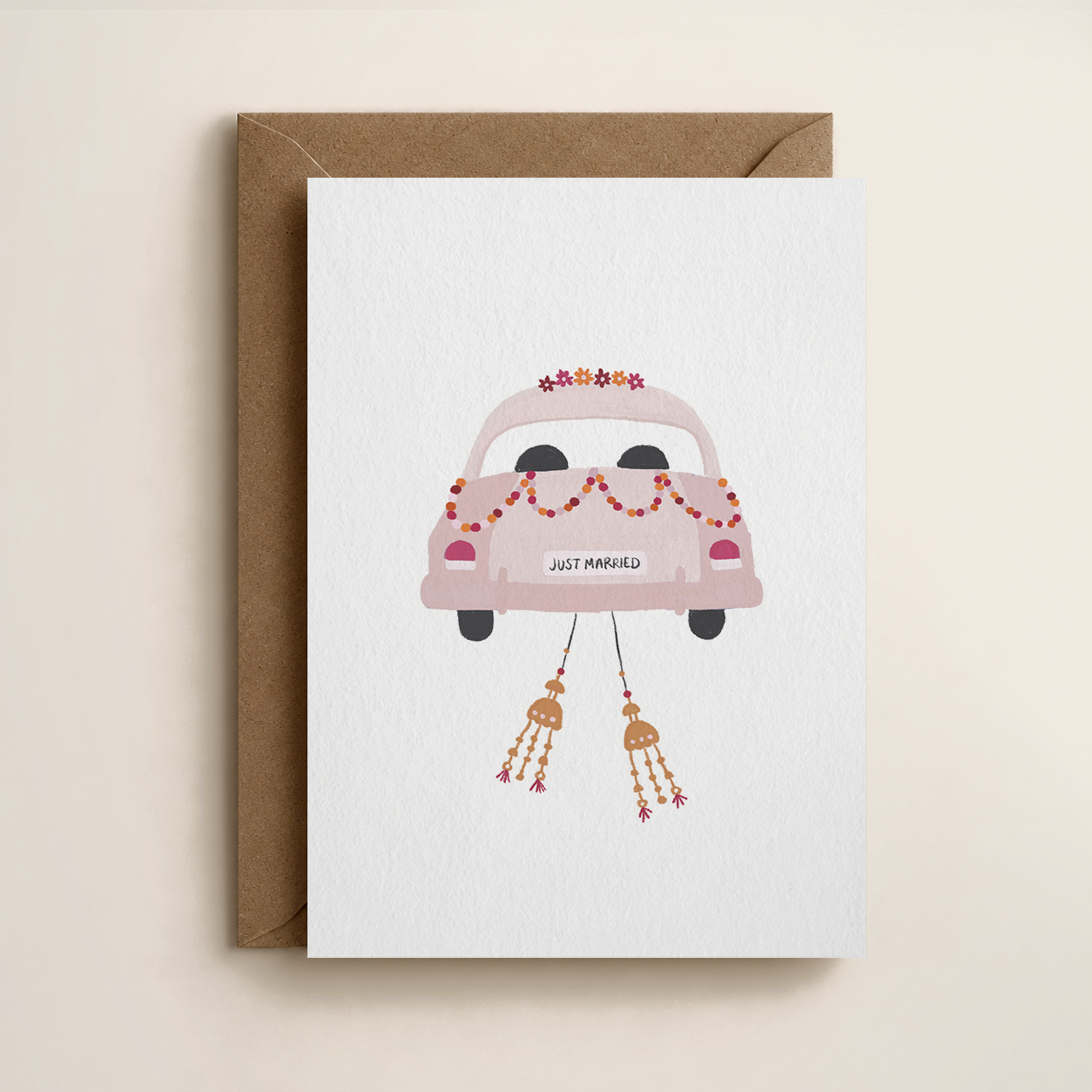 Indian Wedding Car Illustrated Card